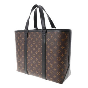 Louis Vuitton Canvas Monogram Bag Black Tote Weekend Brown Macassar